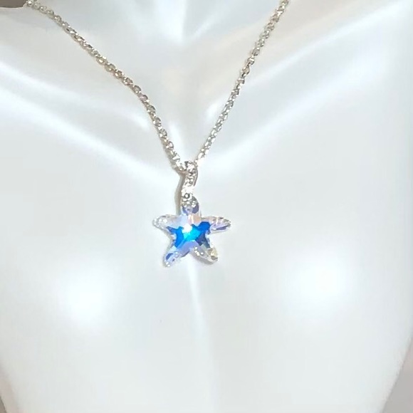 Peruvian 925 Silver Necklace w/Crystal Start Fish - Picture 4 of 8